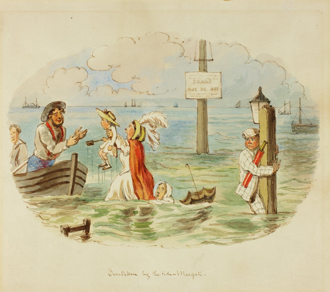 Omkörd av Tide-Margate av John Leech