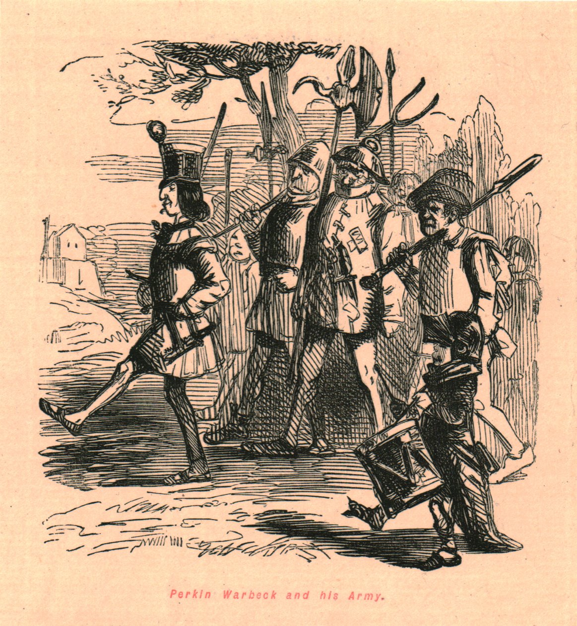 Perkin Warbeck och hans armé, 1897. av John Leech