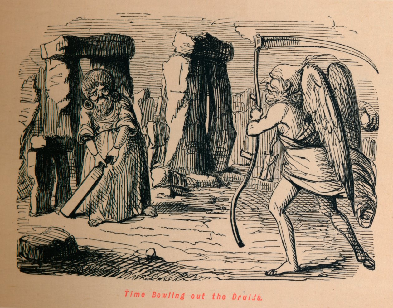 Time Bowling Out the Druids, c1860, 1860 av John Leech