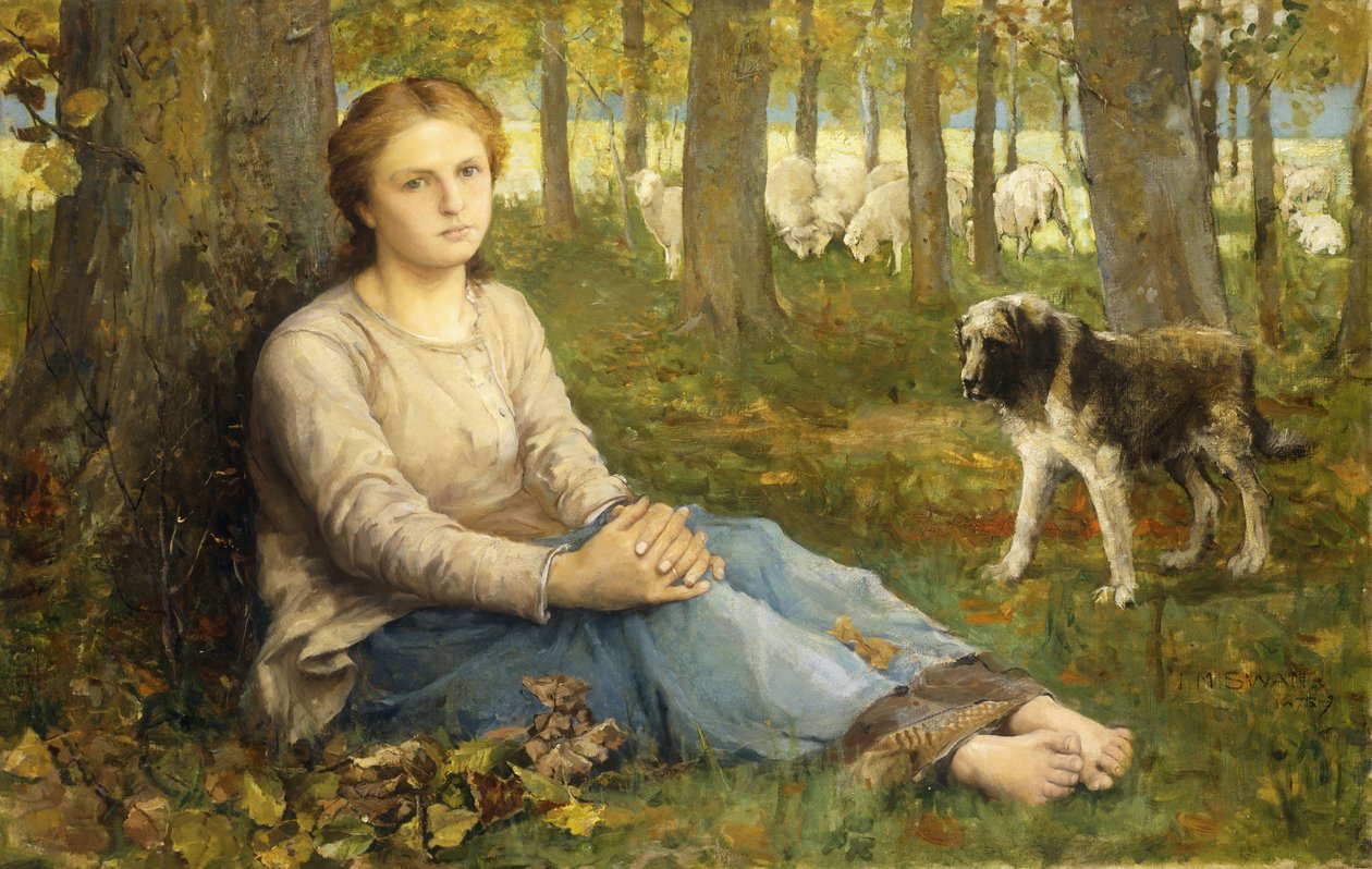 En herdinna och hennes flock, 1878-9 av John Macallan Swan