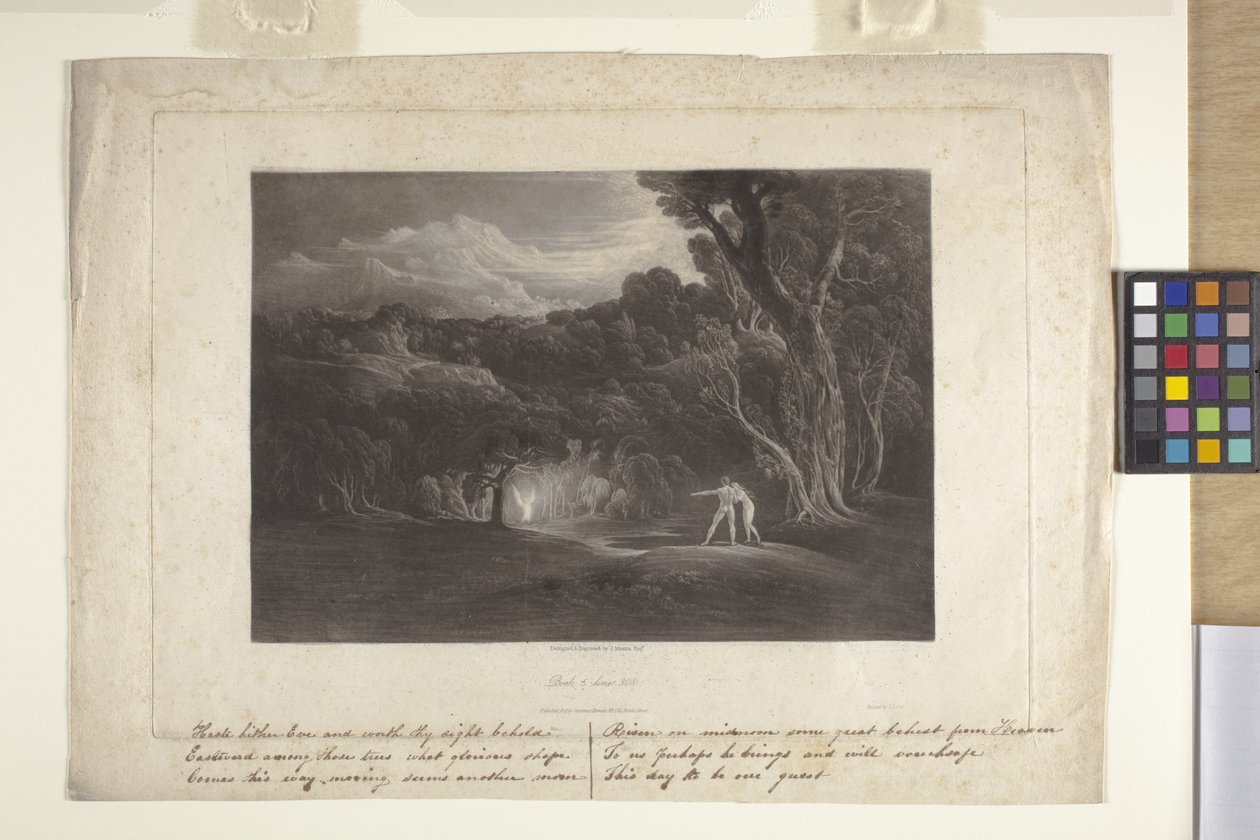 Paradiset - Ärkeängeln Rafaels närmande (mezzotint) av John Marin