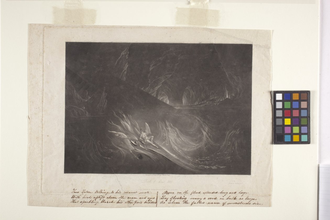 Satan på den brinnande sjön (mezzotint) av John Marin