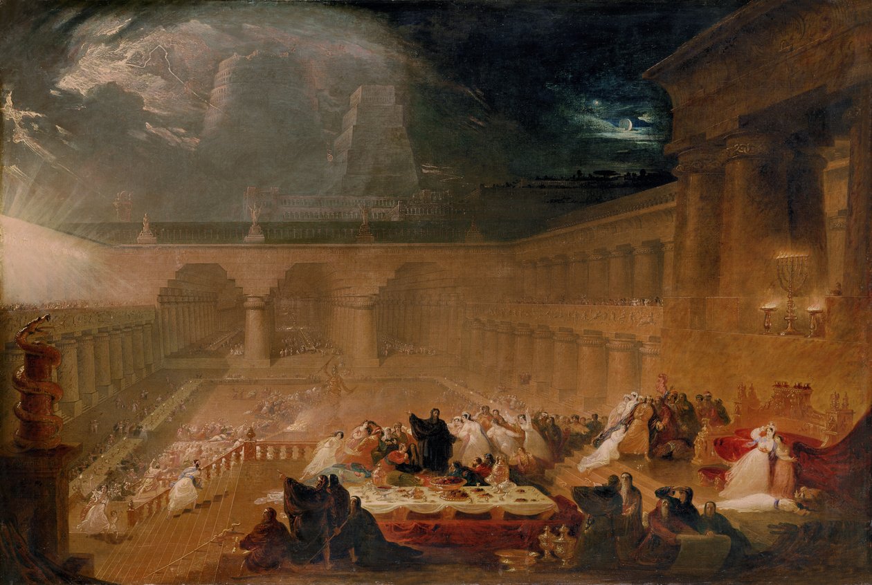 Belsazars festmåltid (olja på duk) av John Martin