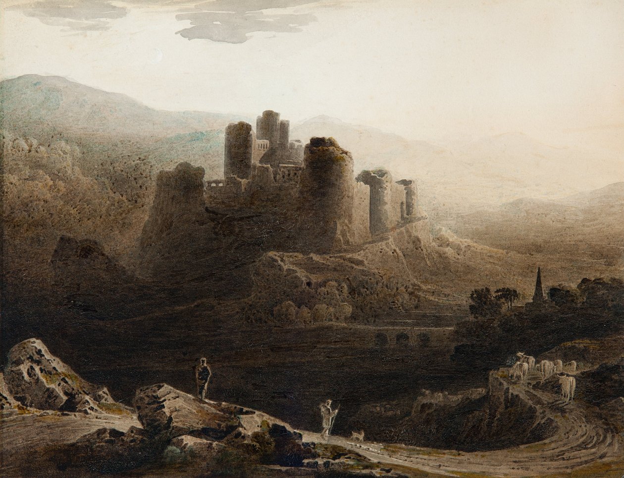 Månsken - Chepstow Castle av John Martin