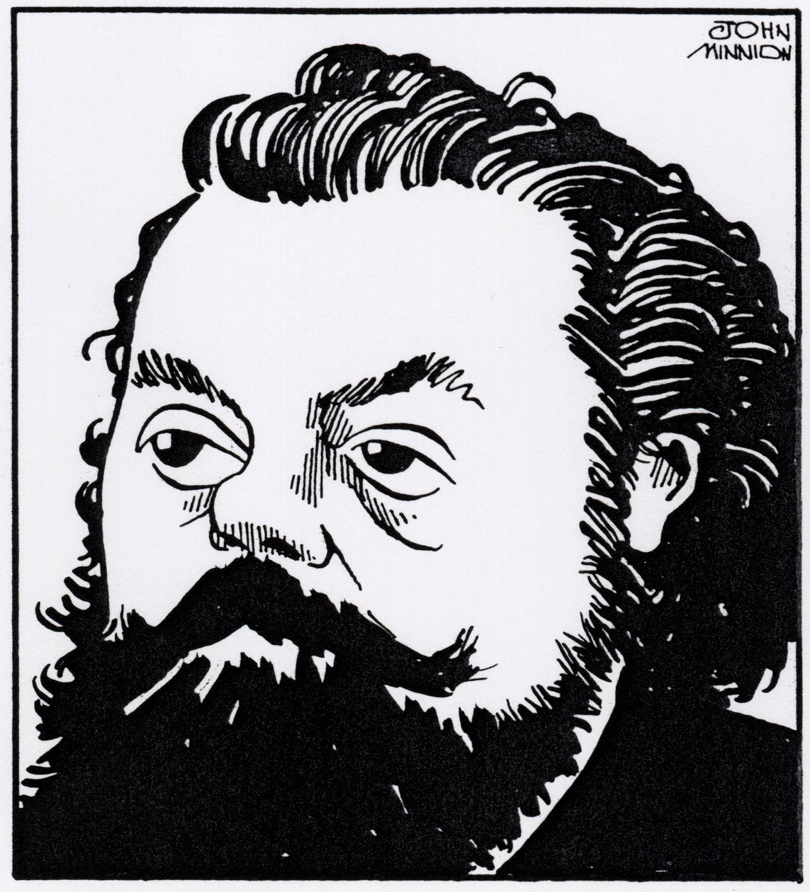 Modest Petrovich Mussorgsky, karikatyrporträtt av John Minnion
