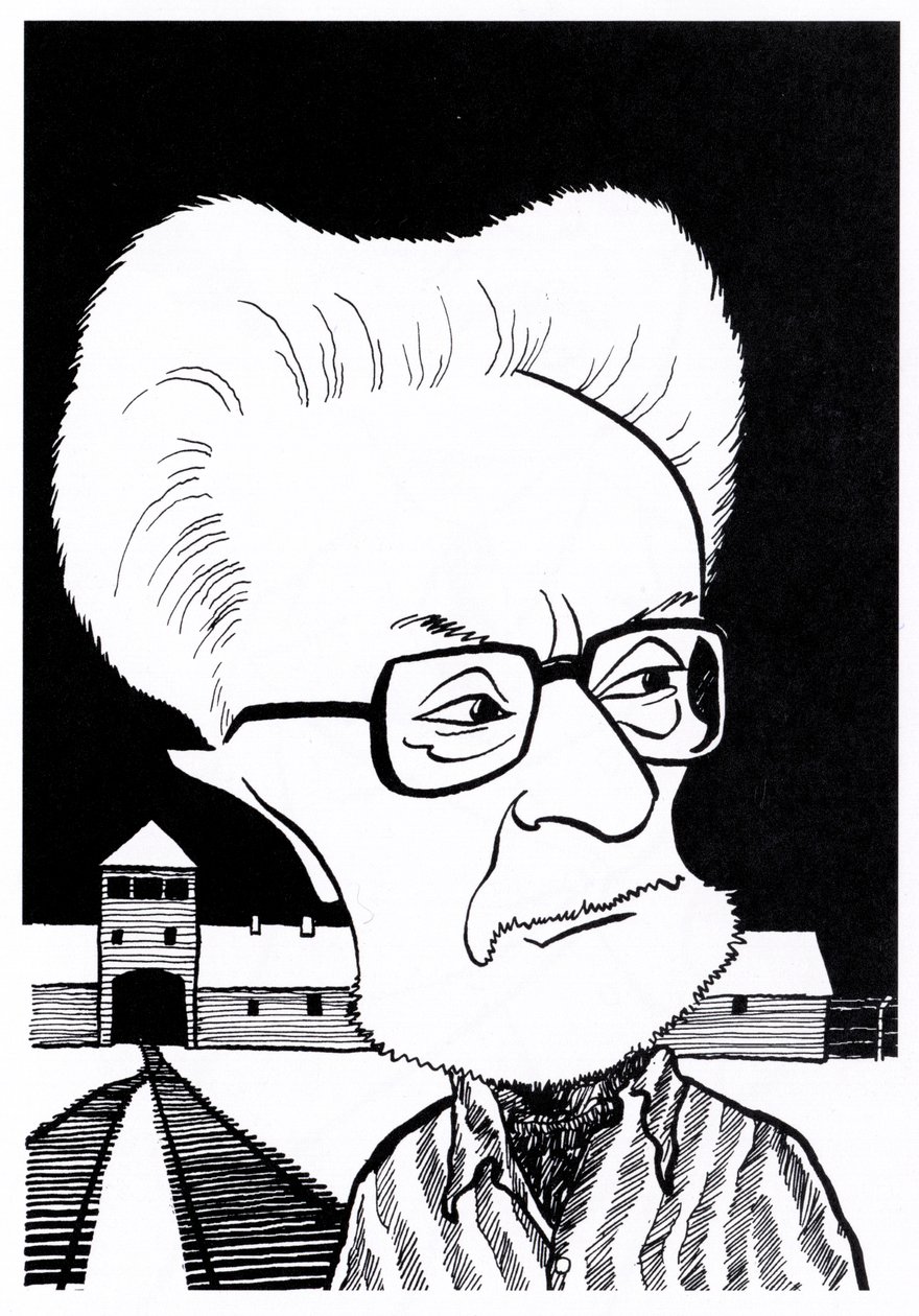 Primo Levi, karikatyrer av John Minnion