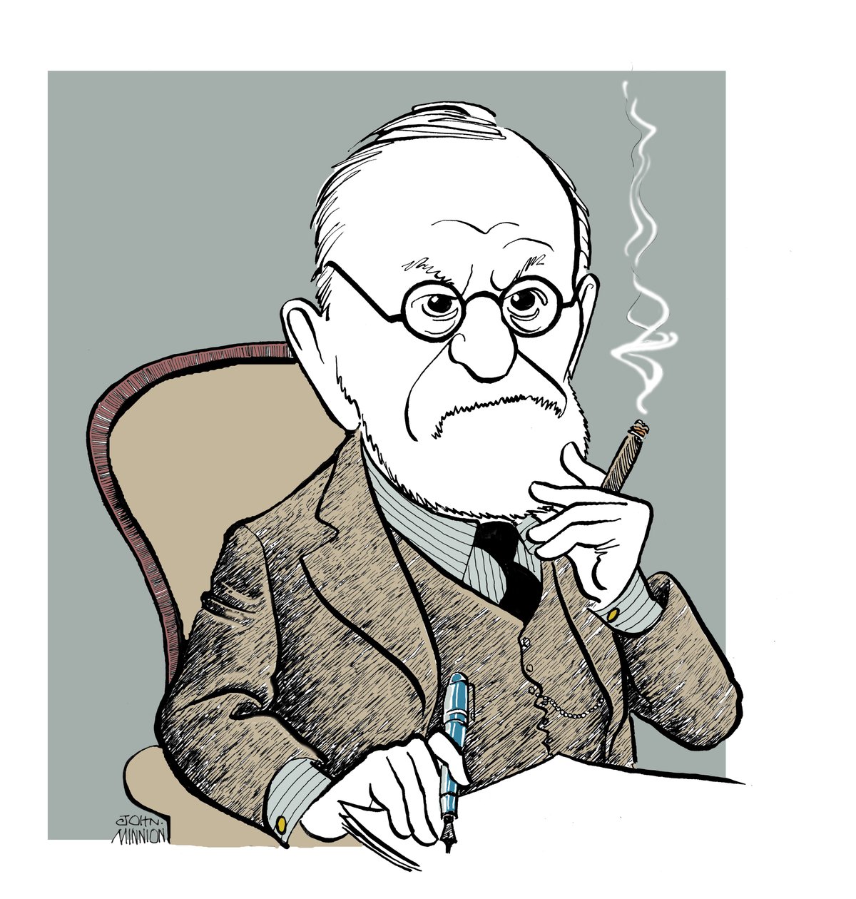 Sigmund Freud - karikatyr av John Minnion