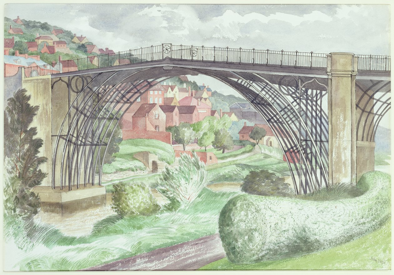 Ironbridge, Shropshire, ca 1960 (wc på papper) av John Nash