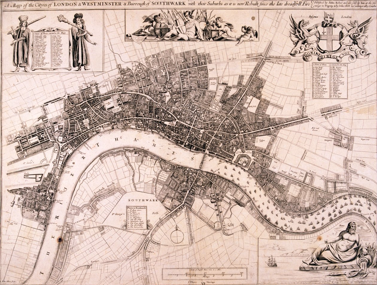 Karta över London, c1680 av John Oliver