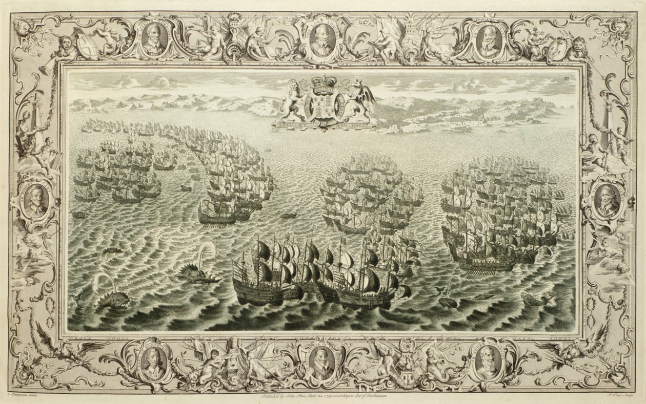 Armada (gravyr från en gobeläng), 1739 av John Pine