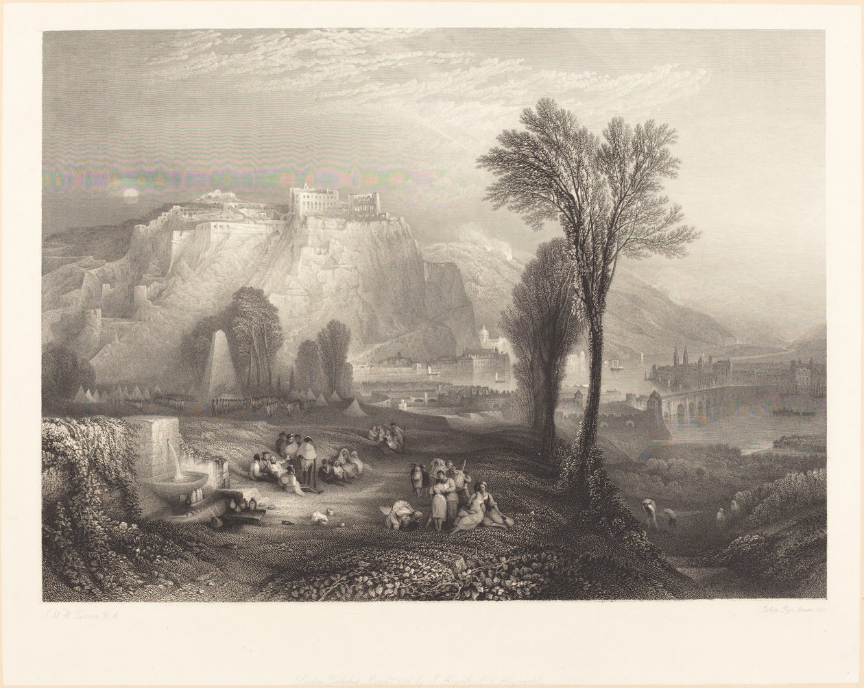 Ehrenbreitstein av John Pye after Joseph Mallord William Turner