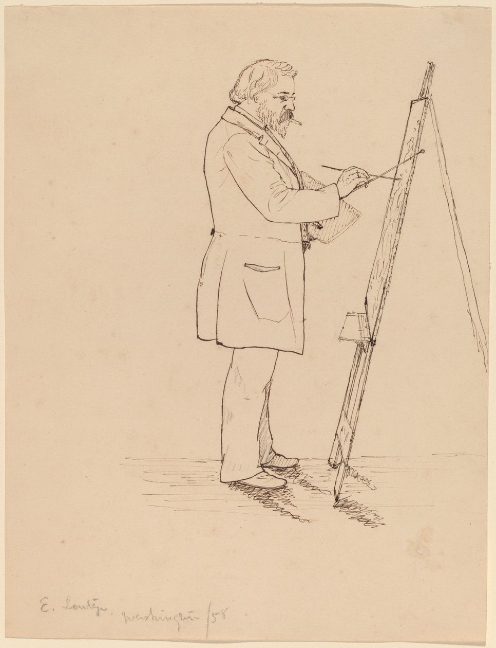 Skissning - Emanuel Leutze av John Quincy Adams Ward