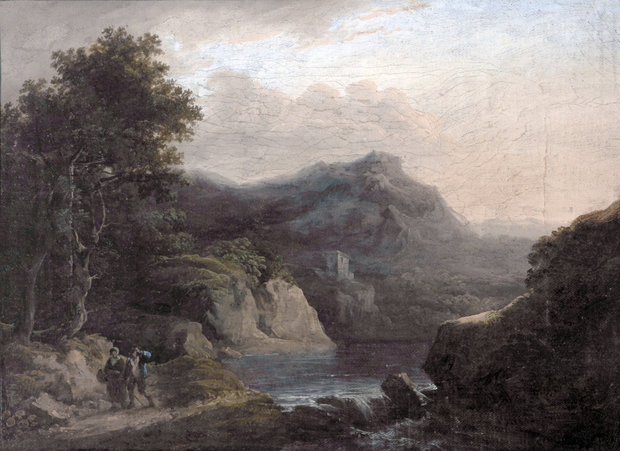 Bergsscen med en sjö av John Rathbone