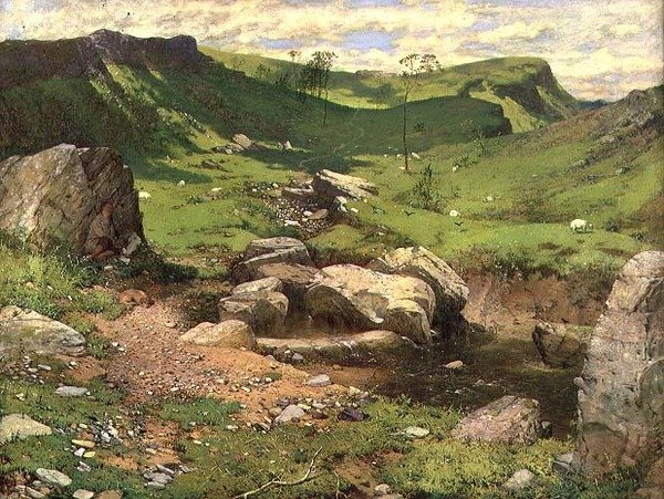 En stenig bäck i ett bergigt landskap av John Ritchie