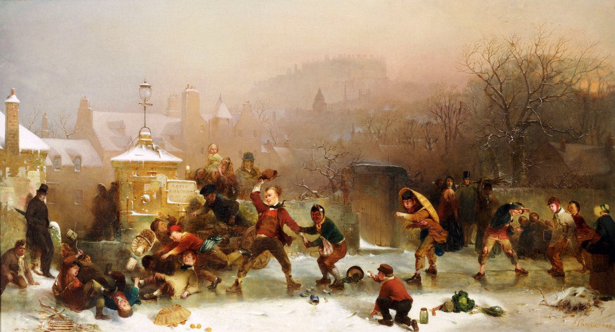 Rutschkanan nedanför slottet, Edinburgh, 1854 av John Ritchie