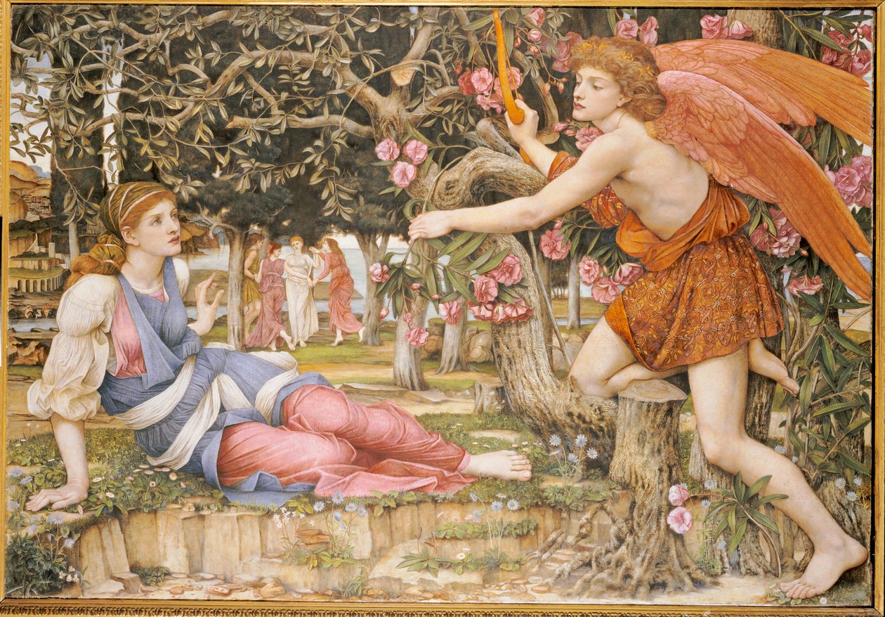 Kärleken och jungfrun, 1877 av John Roddam Spencer Stanhope