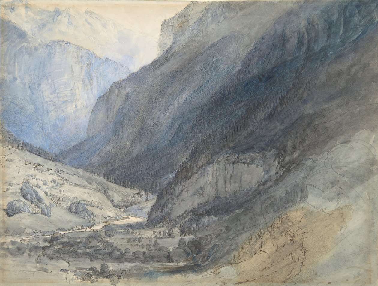 Lauterbrunnens dal, Schweiz, ca. 1866. av John Ruskin