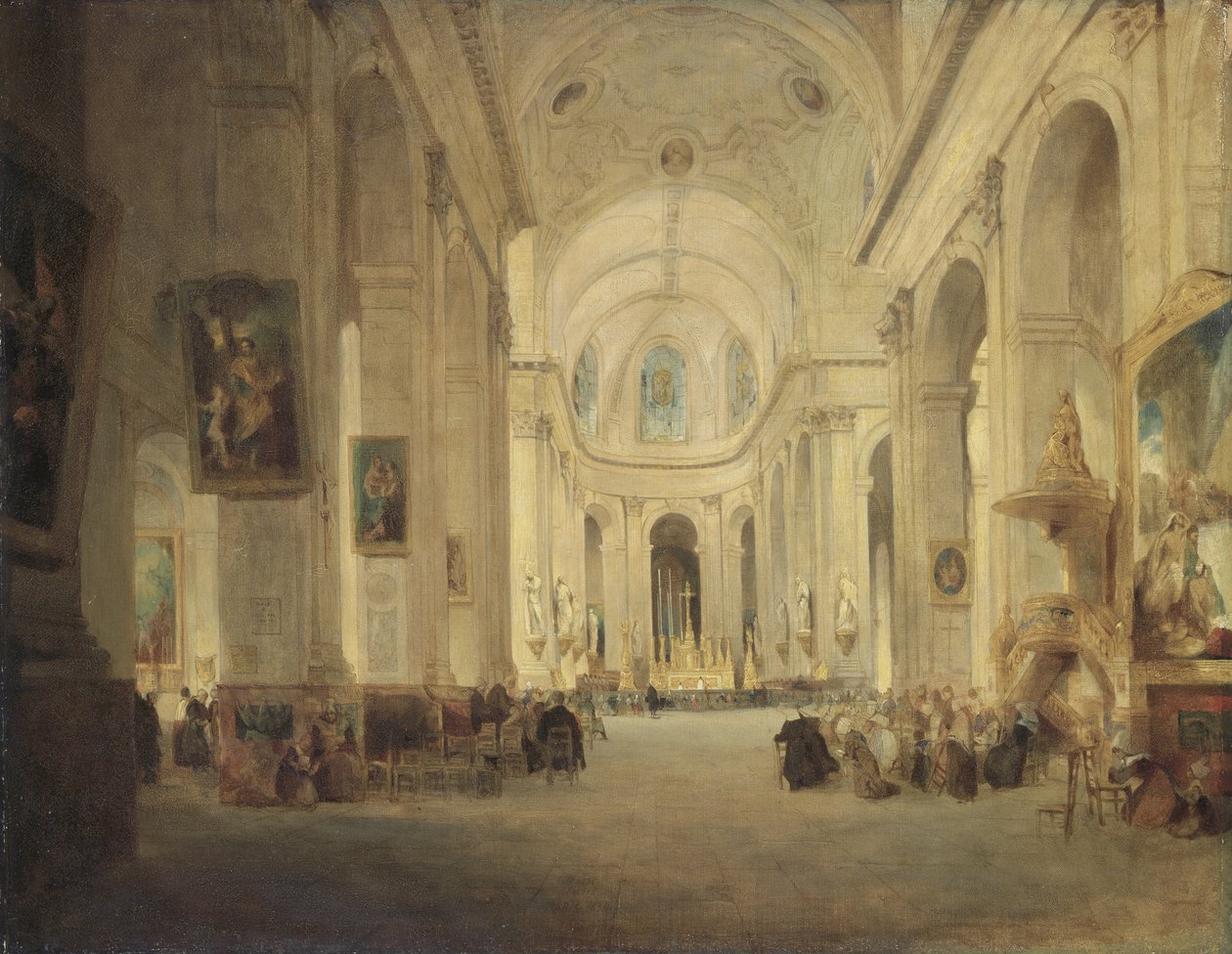 Interiör av S:t Sulpice, Paris av John Scarlett Davis