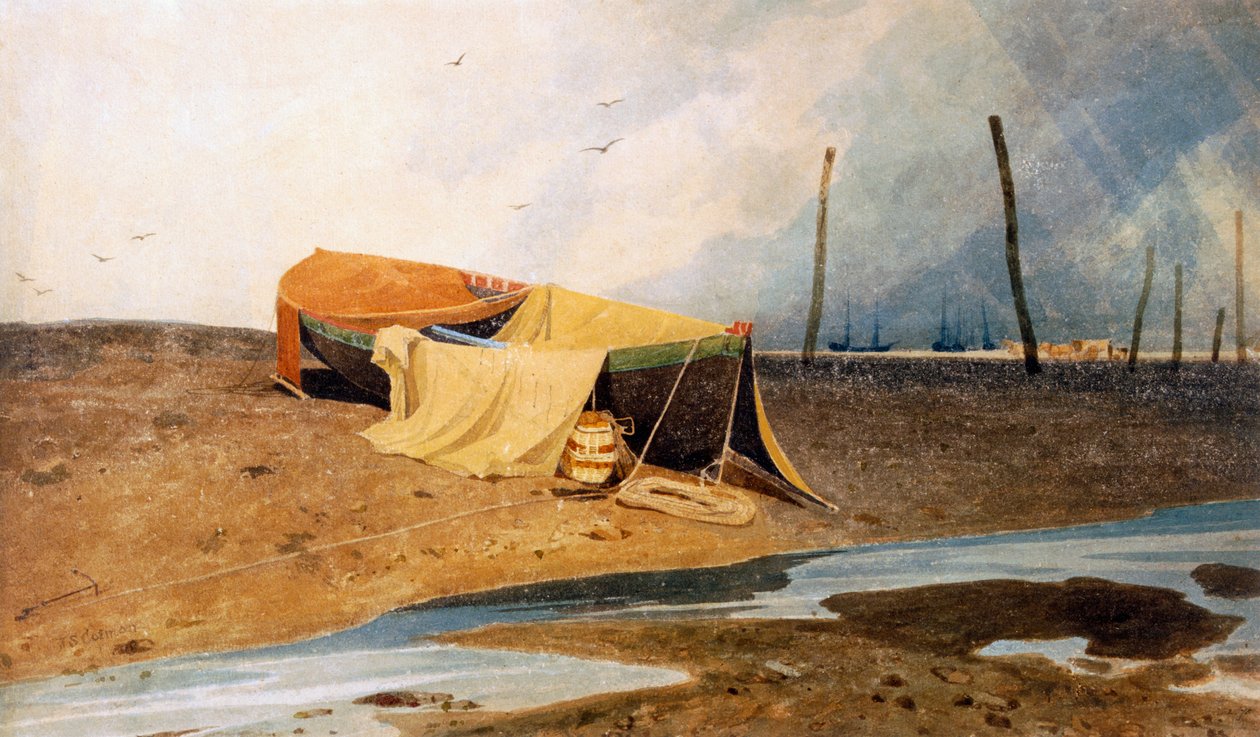 En båt på stranden av John Sell Cotman