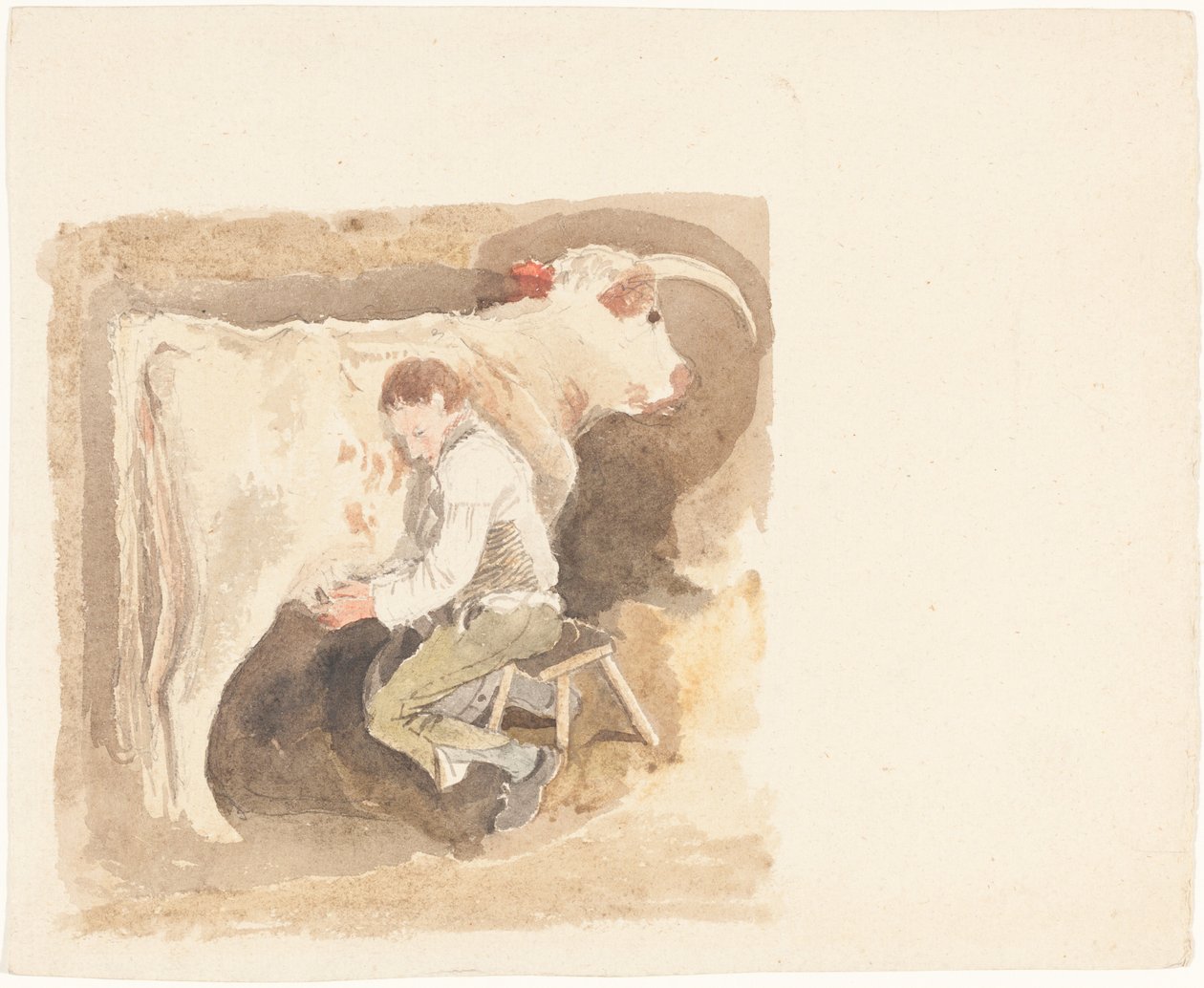 Pojke som mjölkar ko av John Sell Cotman