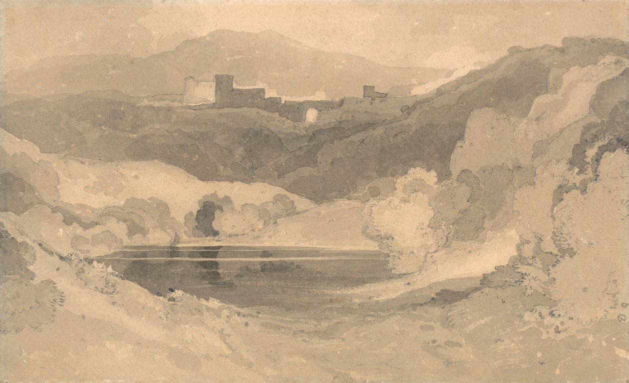Slott i ett landskap av John Sell Cotman