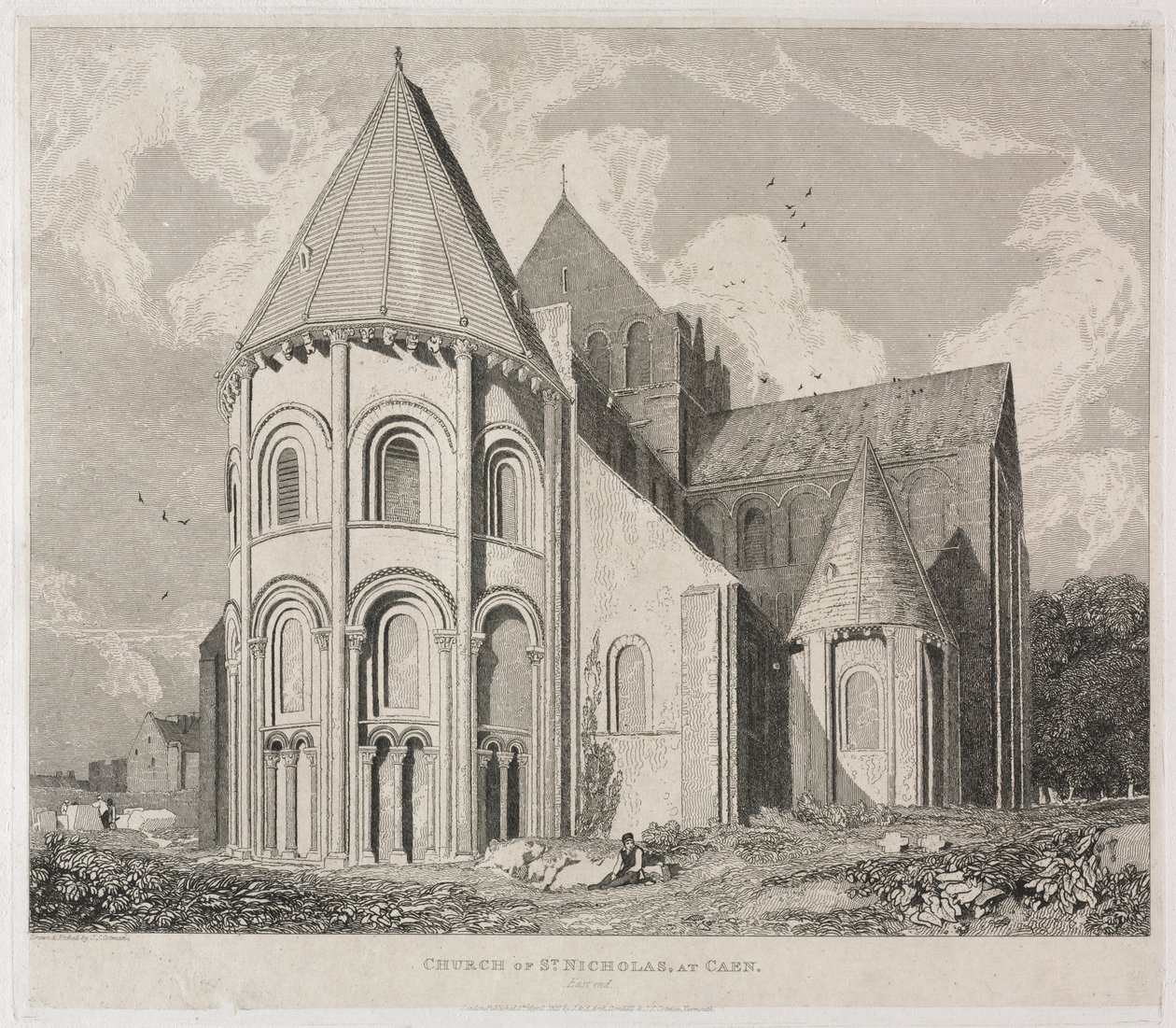 St Nicholas kyrka i Caen. av John Sell Cotman