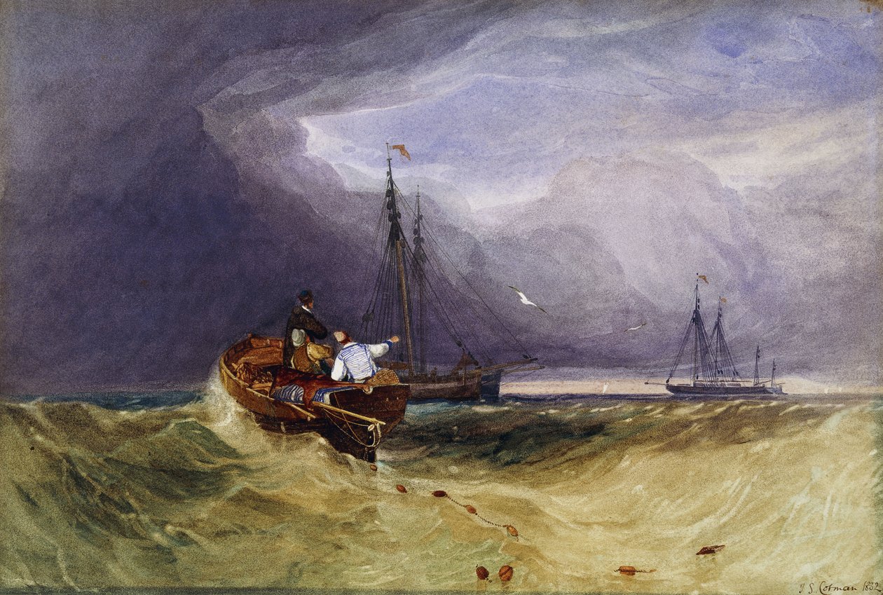 Fiskebåtar utanför Yarmouth, 1832 av John Sell Cotman