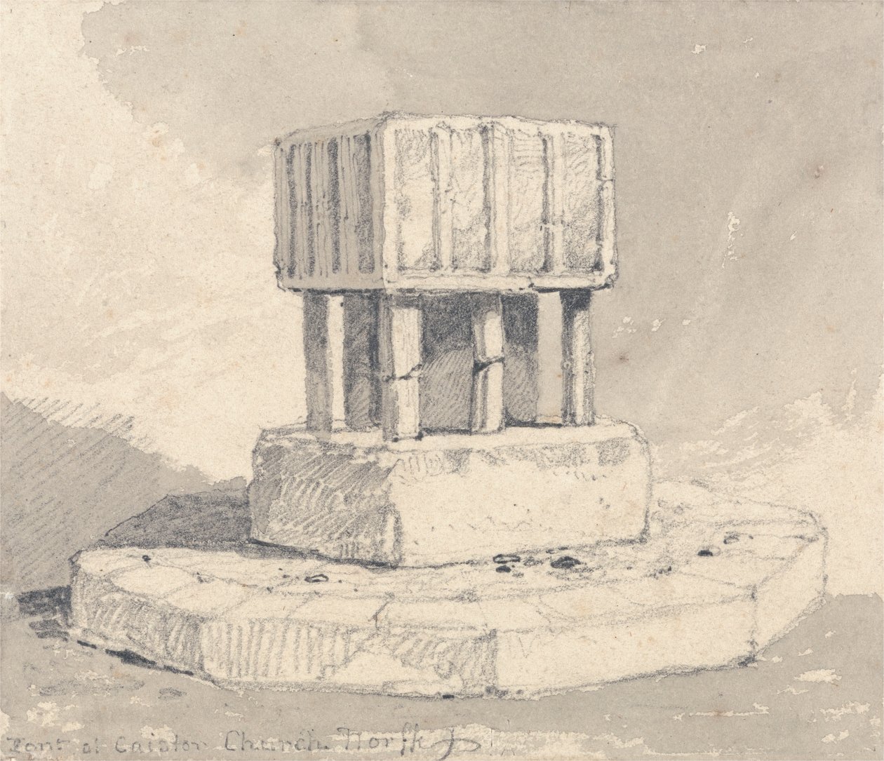 Font vid Caister Church, Norfolk av John Sell Cotman