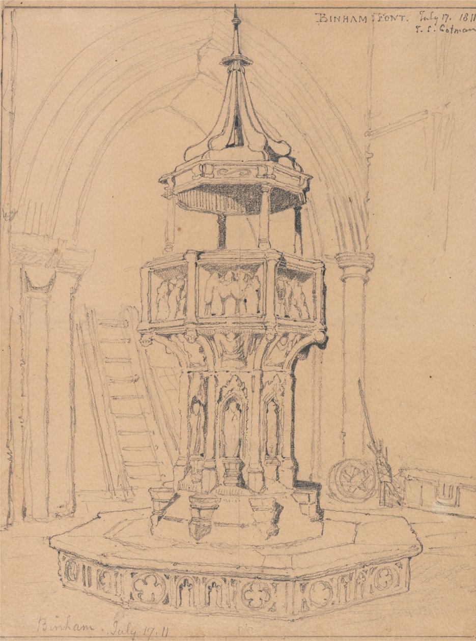 Dopfunten i Binham Church, Norfolk av John Sell Cotman