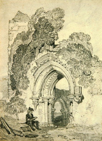 Romansk ruin (penna på papper) av John Sell Cotman