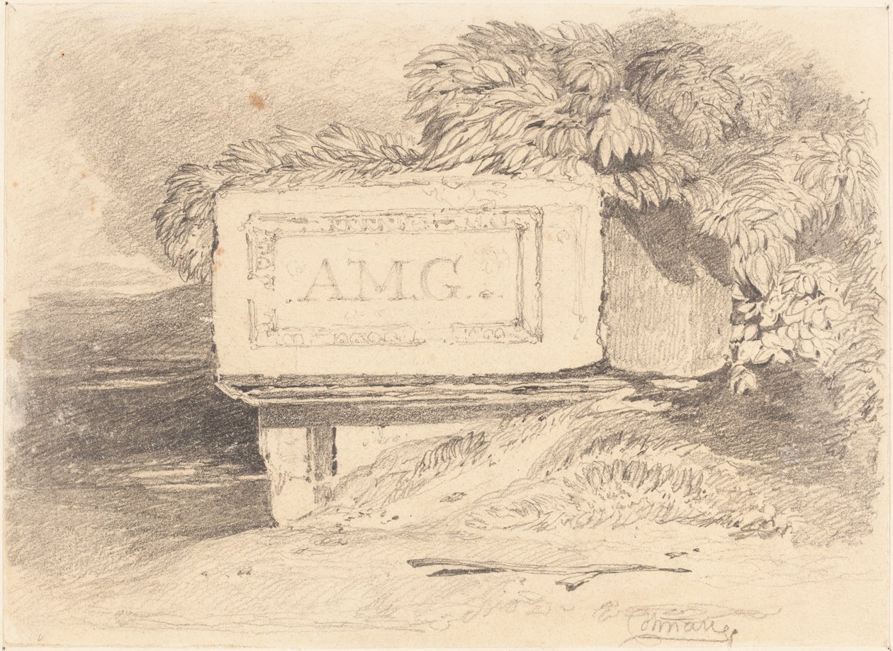 Ruinerad grav inskriven "A.M.G." av John Sell Cotman
