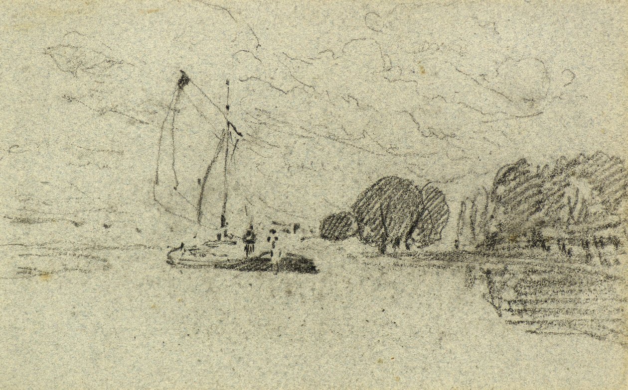 Segelpråm (kol) av John Sell Cotman