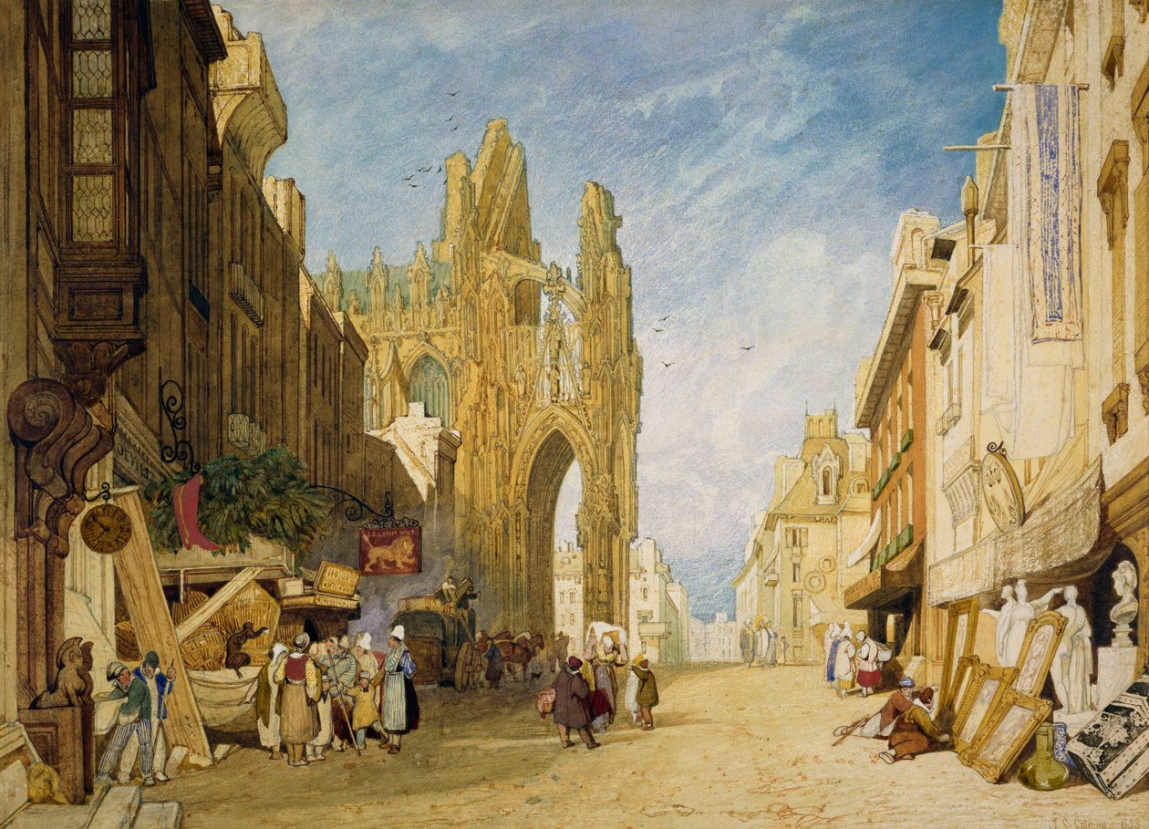 Gatubild i Alencon, Normandie av John Sell Cotman