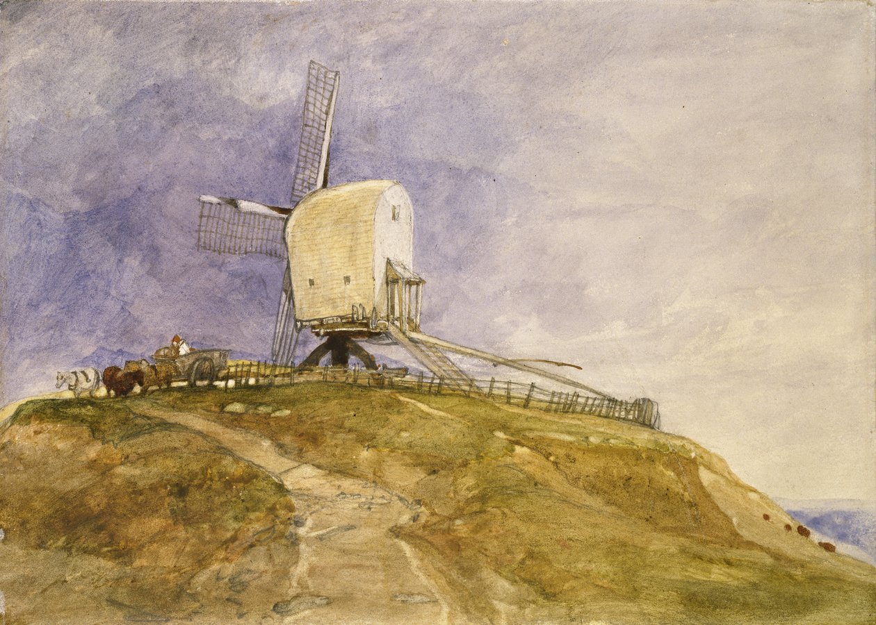 Väderkvarn på en kulle, 1800-talet av John Sell Cotman