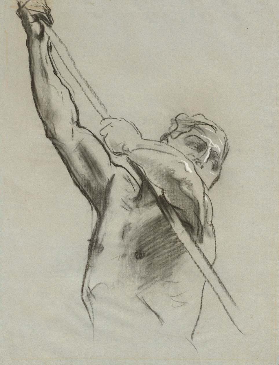 Manlig torso med stång, 1890-1900. av John Singer Sargent