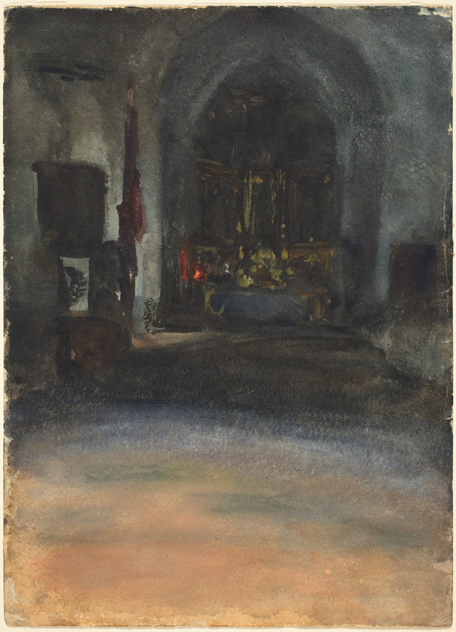 Spanska kyrkans interiör, ca. 1880. av John Singer Sargent