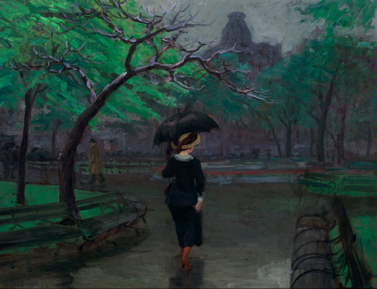 春の雨、ニューヨーク、スウェーデン語 av John French Sloan