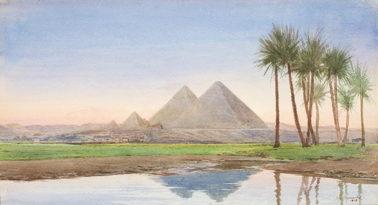 Pyramiderna i Gizah (andra studien), c.1907-10 av John Somerscales