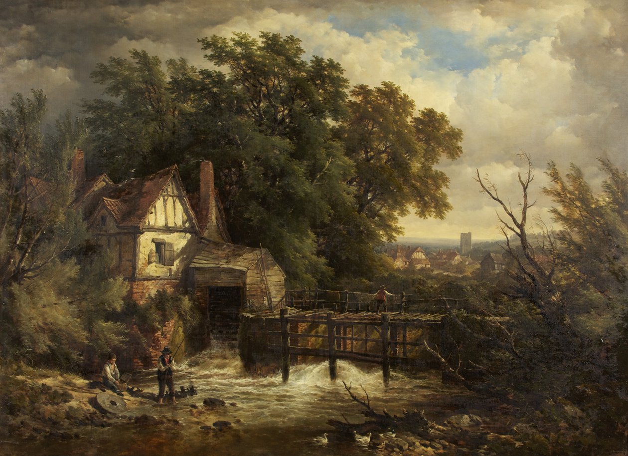 A Surrey Mill Stream (olja på duk) av John Syer