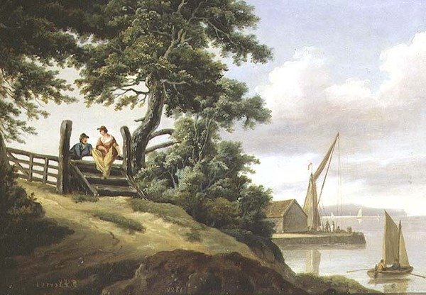 Älskare vid en port av John Thomas Serres