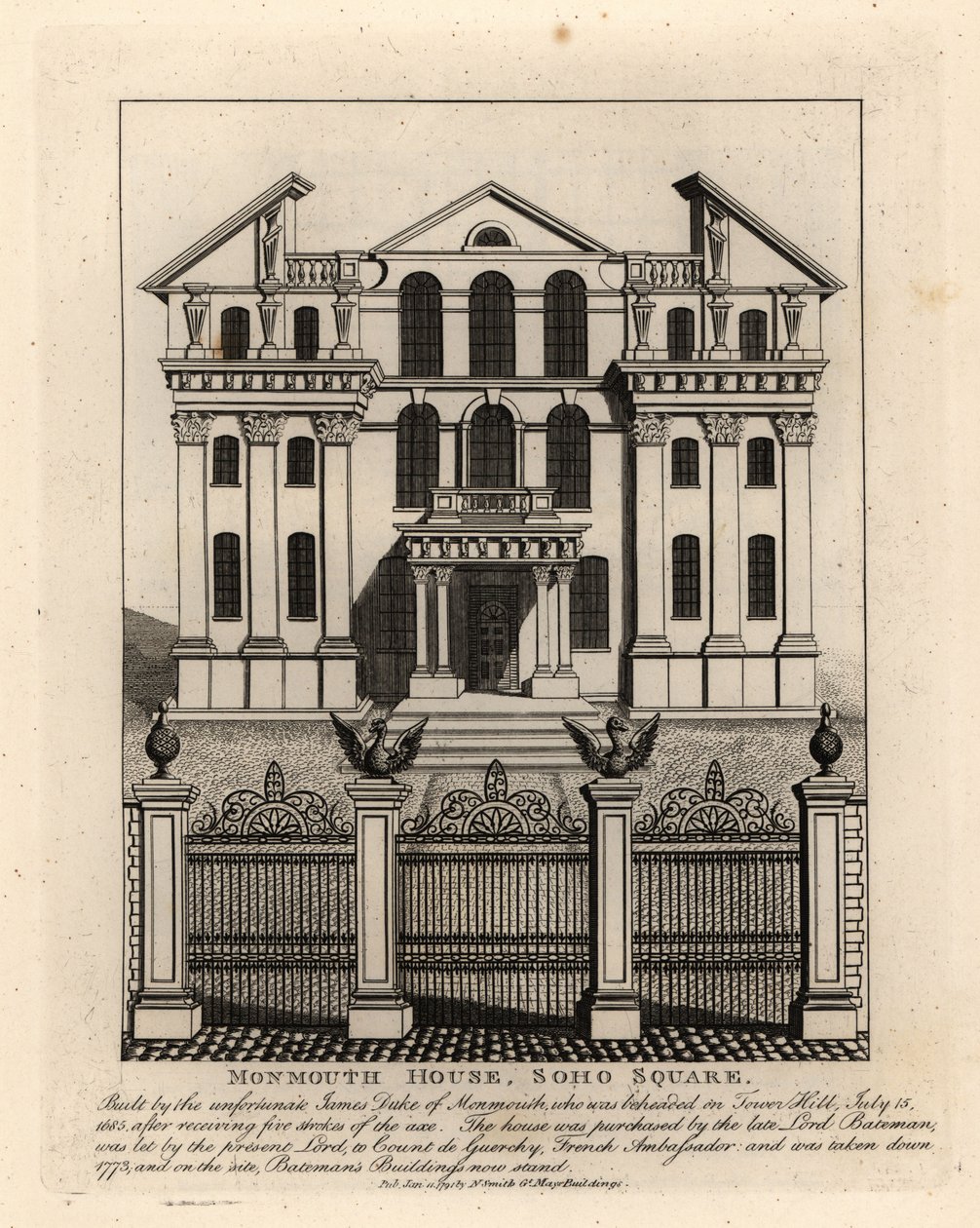 Monmouth House, Soho Square, revs 1773 av John Thomas Smith