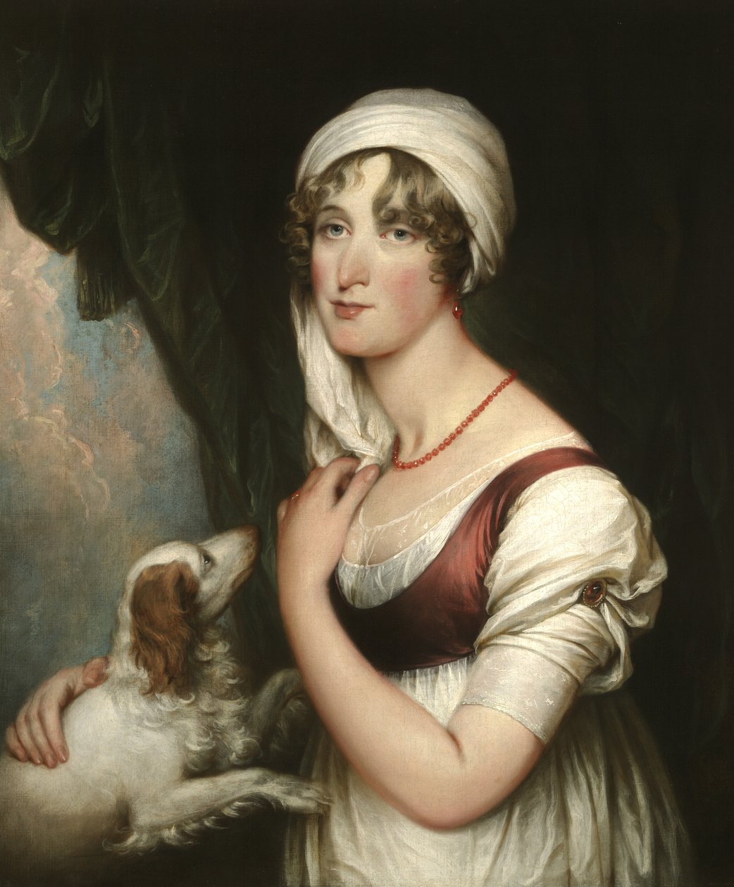 Sarah Trumbull med en spaniel, ca 1802 av John Trumbull