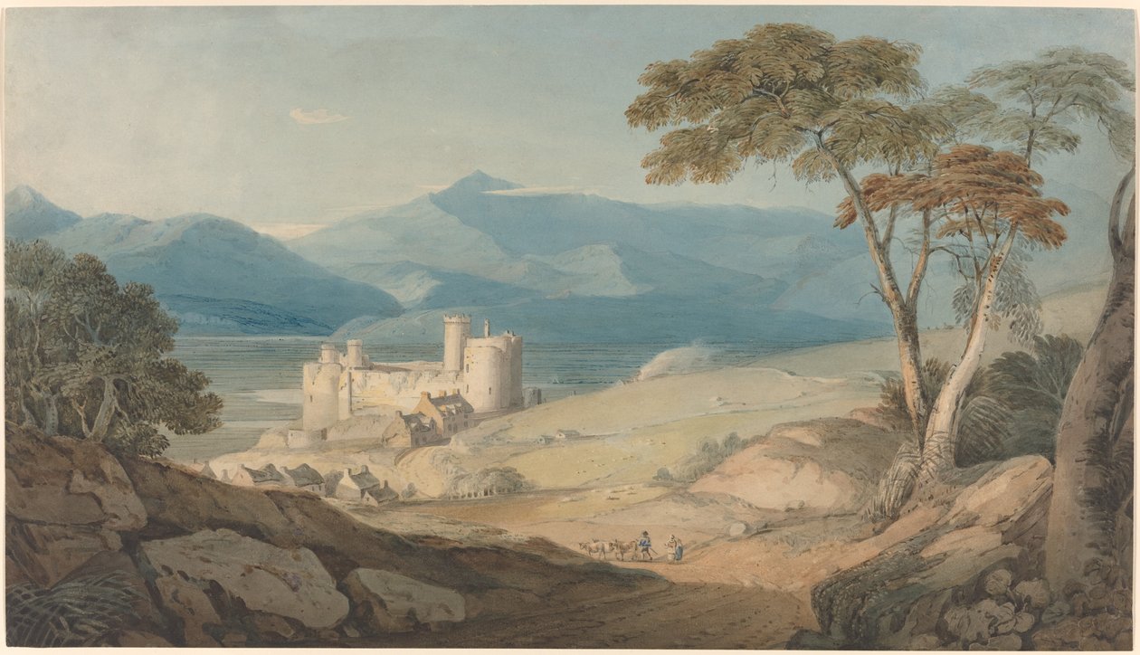 Harlech Castle och Snowdon av John Varley