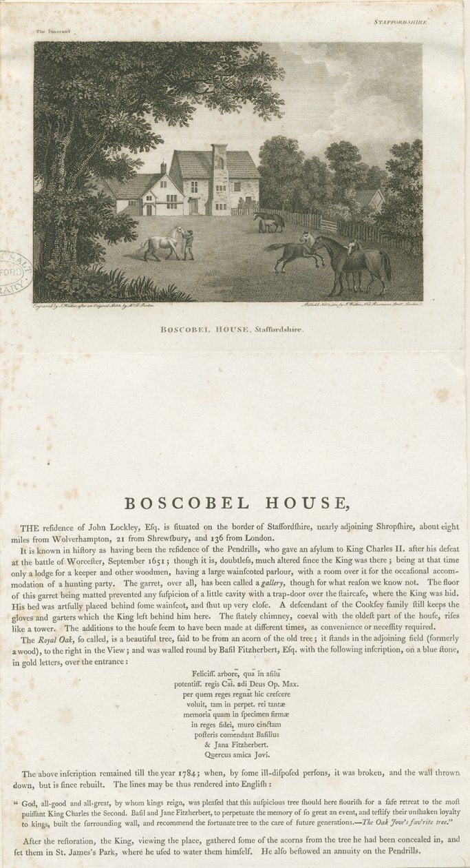 Boscobel House: gravyr, nd [1 nov 1800] av John Walker
