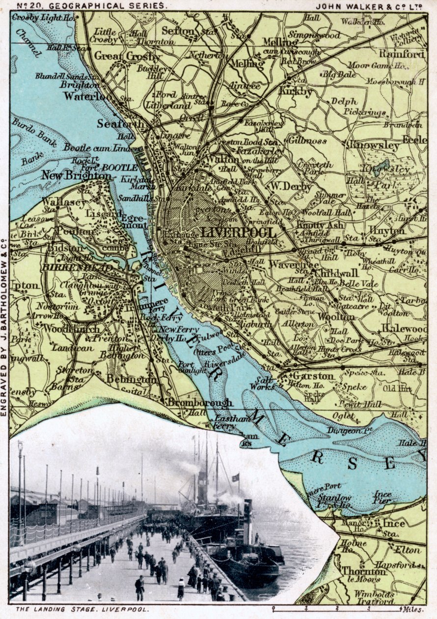 Karta över Liverpool, Merseyside, 1903. av John Walker