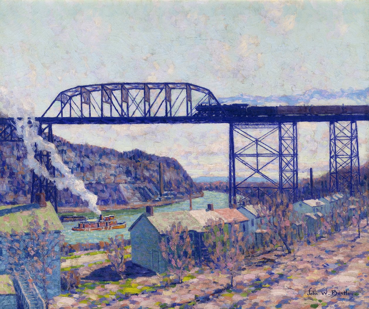 On the Rondout (olja på duk) av John William Bentley