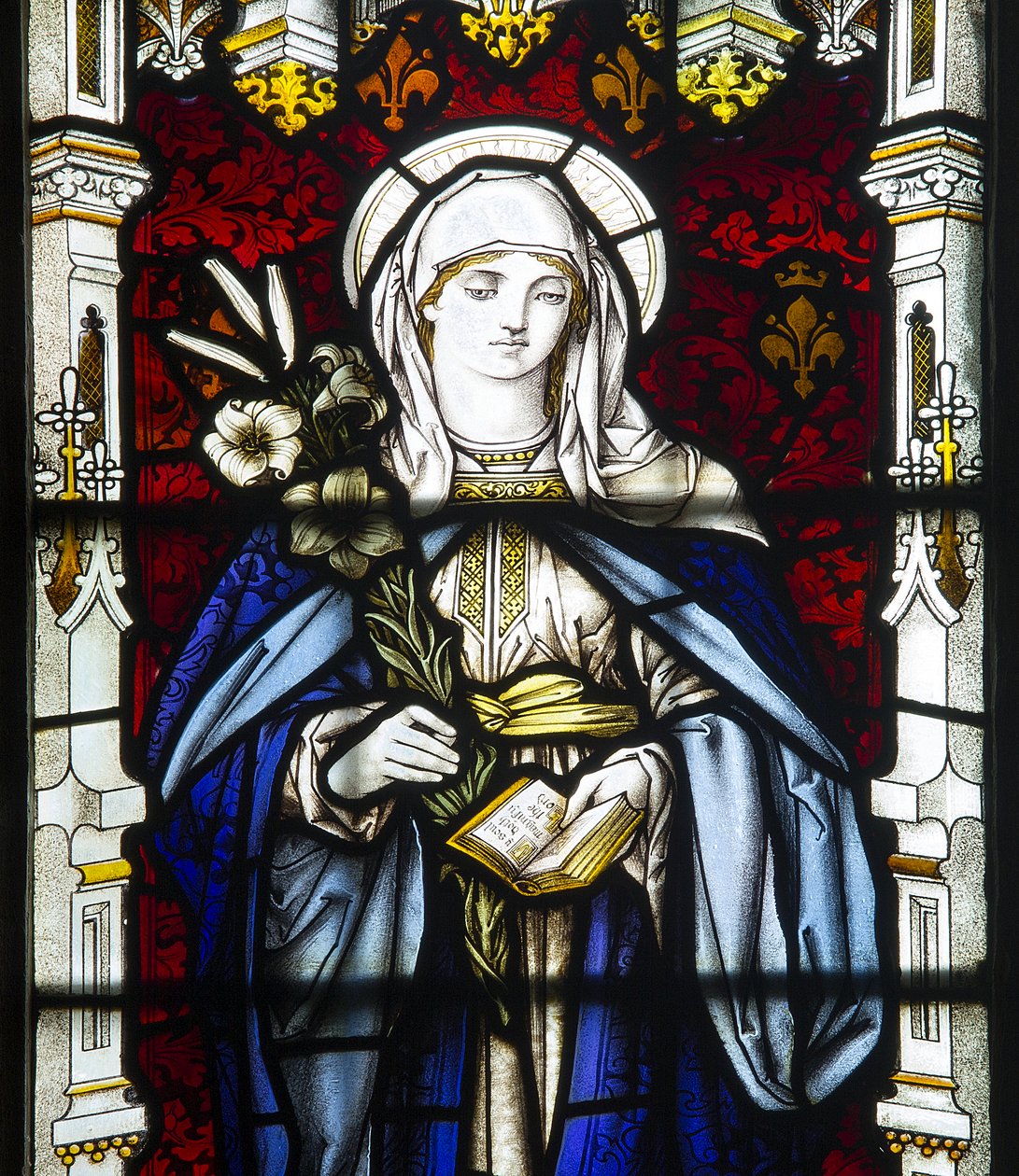 Jungfru Maria, 1898 (målat glas) av John William Brown
