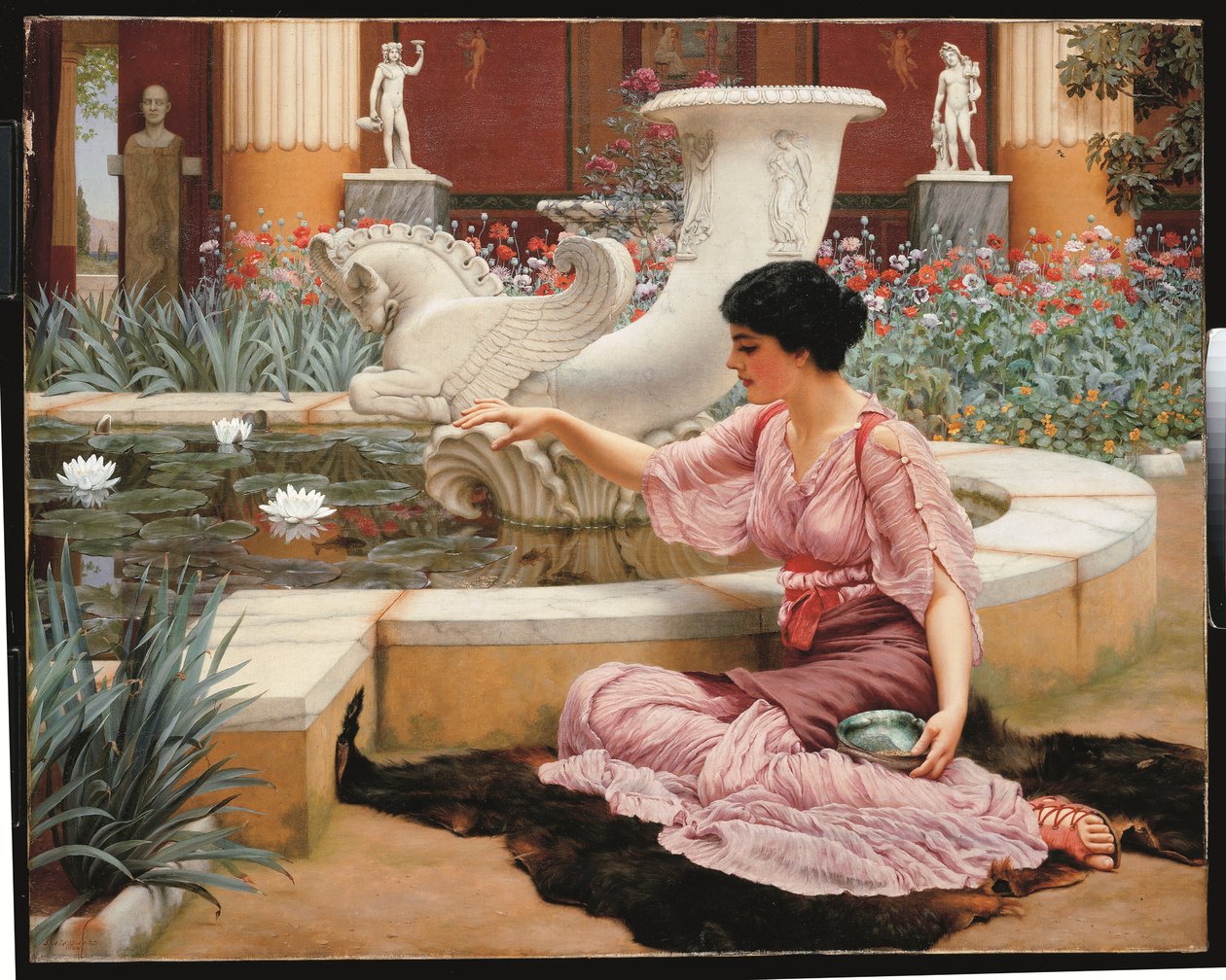 En pompeiansk trädgård av John William Godward