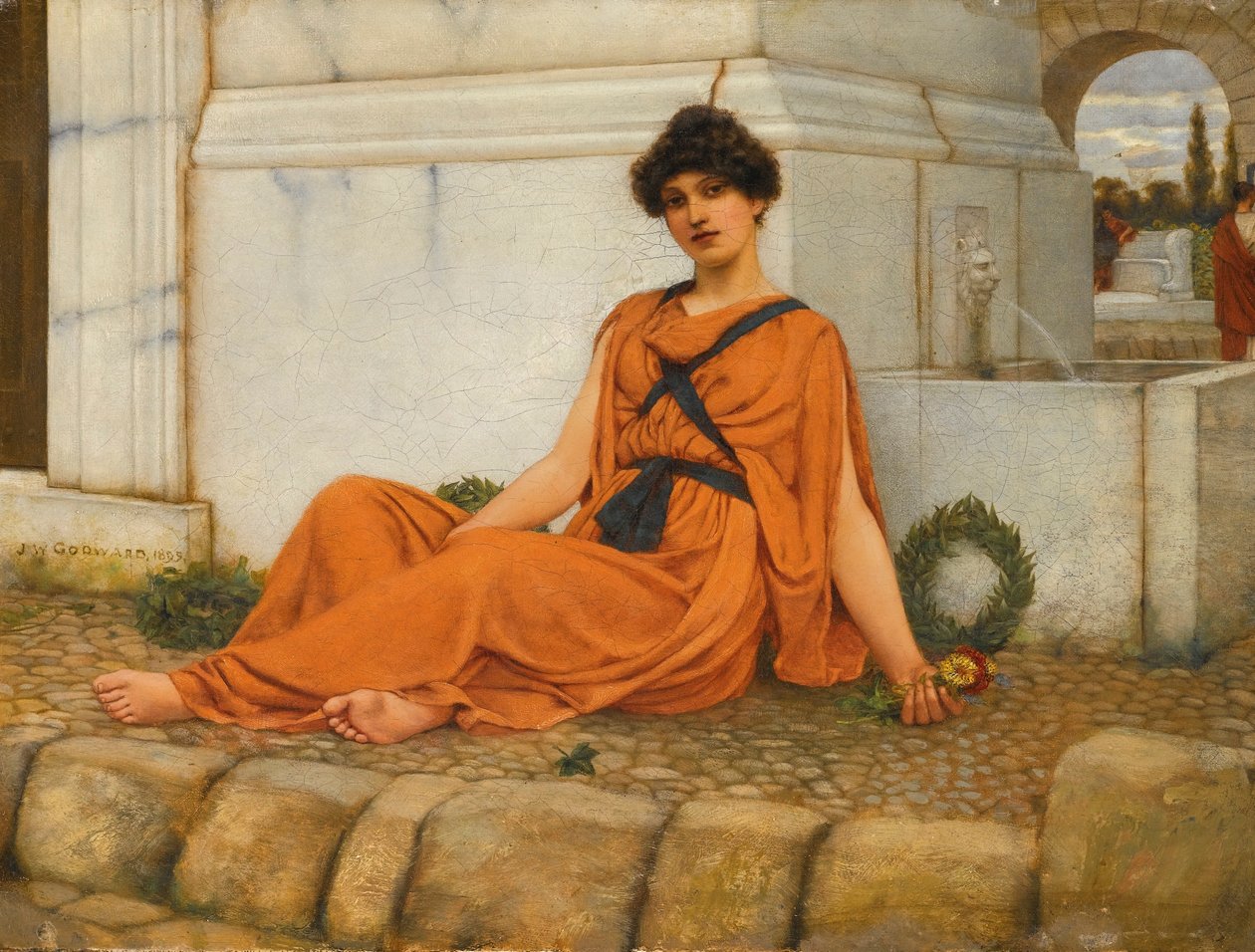 Repose, Blomsterflickan av John William Godward