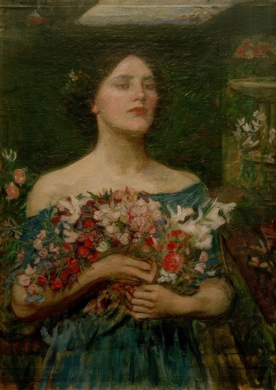 Samla ihop Ye Rosebuds medan Ye May av John William Waterhouse